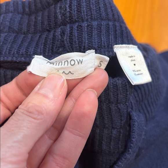 MINNOW S Navy Blue Knit Cashmere Lounge Pants Joggers Drawstring Pockets - Picture 7 of 8